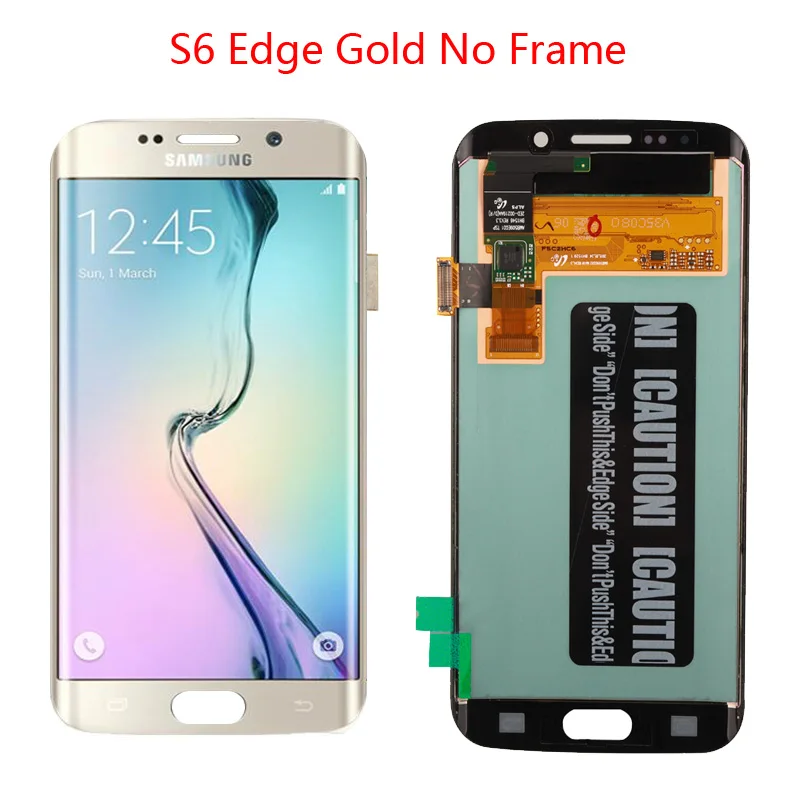 Gold l No Frame 5,1 ''lcd Super AMOLED дисплей для SAMSUNG Galaxy s6 edge дисплей G925 G925F ЖК дигитайзер сборка с рамкой - Цвет: Gold l No Frame