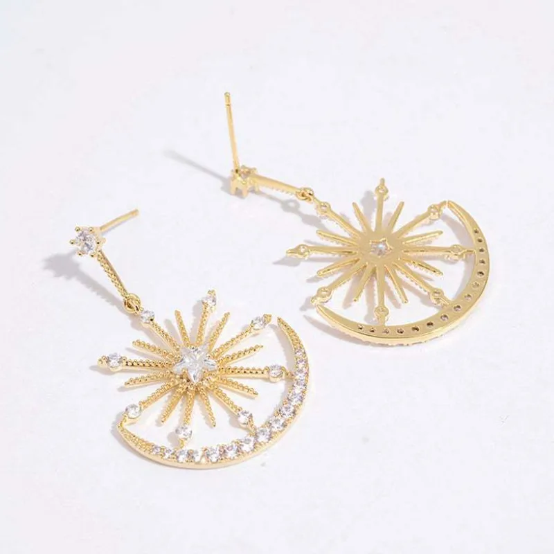 

Personality Women Sun Star Moon Dangle Earrings Jewelry 2021