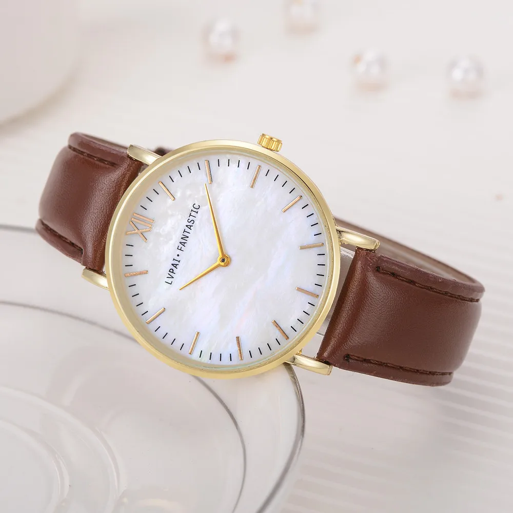 Женские повседневные Роскошные Кварцевые часы с жемчугом и белым циферблатом