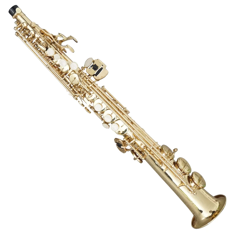 Латунный прямой сопрано саксофон Bb B плоский деревянный духовой инструмент