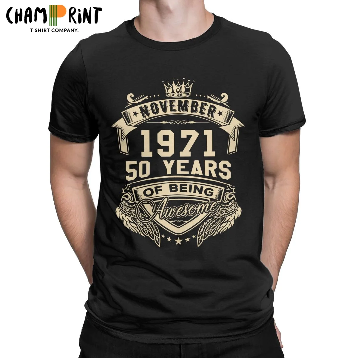 

Родившиеся в ноябре 1971 50 лет потрясающая Мужская футболка с круглым вырезом 100% хлопковая футболка с коротким рукавом Футболка вечерние Оде...