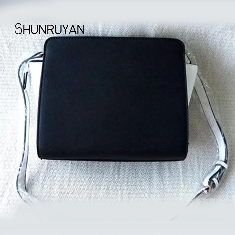 black with white SHUNRUYAN брендовая дизайнерская женская сумка модная сумка через плечо сумка на молнии женская сумка элегантный стиль - Цвет: black with white
