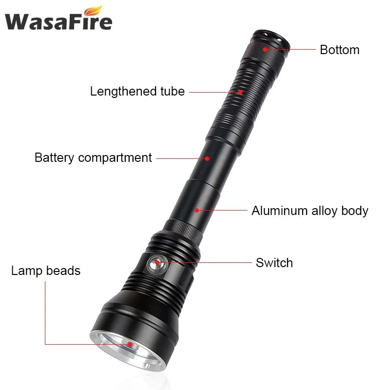 Bestellen Leistungsstarke Wasserdichte LED Tauchen Taschenlampen Ultra Brigth 6800 Lumen Unterwasser Scuba Taktische Taschenlampe Outdoor Camping Taschenlampe