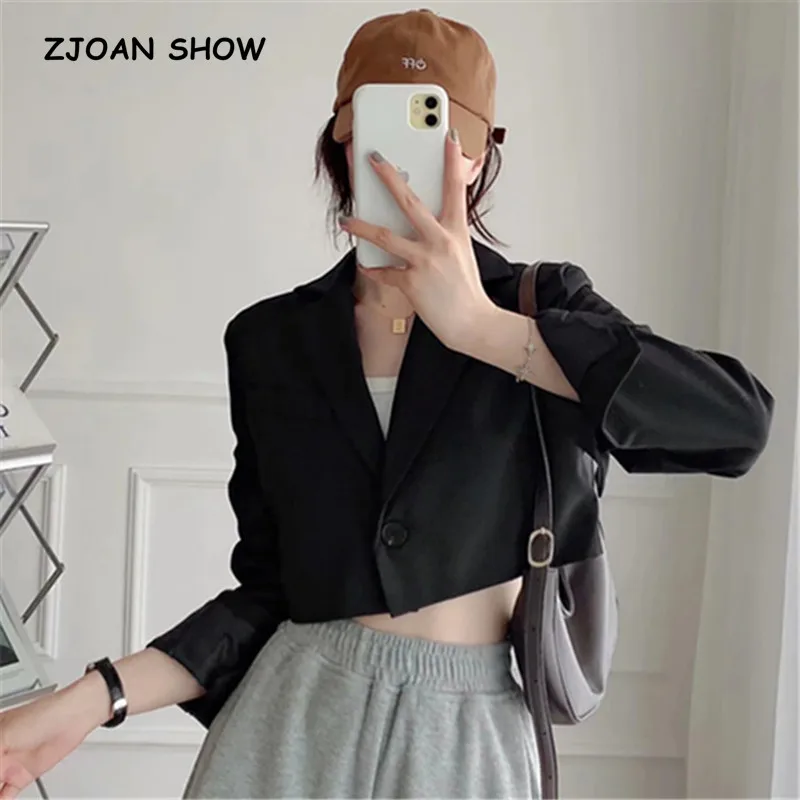 

Женский пиджак с отложным воротником, винтажный пиджак с длинным рукавом и завышенной талией, Крутое пальто для девушек, осень 2021