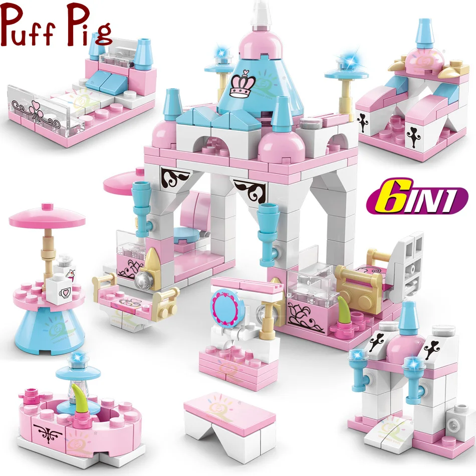 

131Pcs 6in1 Mini Garden Princess Building Blocks Figure Friends Building Blocks Children's Enlightenment Toys Princess Toys