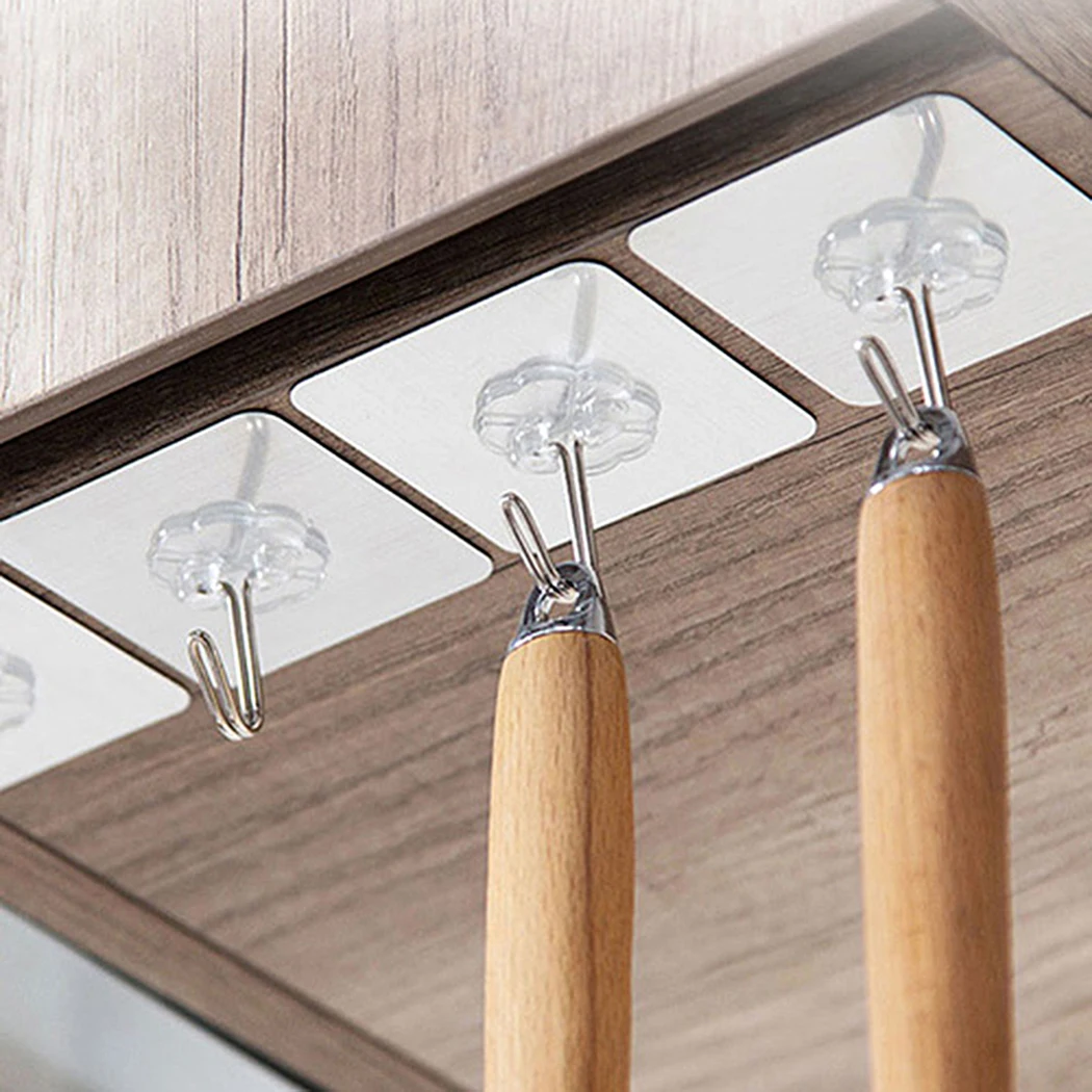 

Transparent Strong Sticky Wall Hanging Nail-free Hook Kitchen Bathroom Multi-Purpose Hooks 20KG Holding