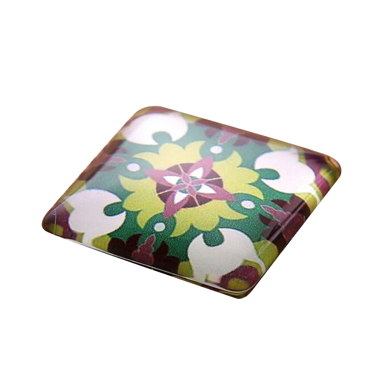 Mixed Fashion Flowers Glass Square Cabochons Transparent Dome for Jewelry Making DIY Findings Flat Back 10mm 15mm 20mm 25mm
