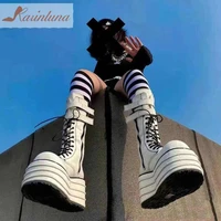 brand design female motorcycle boots plafrom wedges lolita girl 2021 winter cool street super high heel women knee high boots