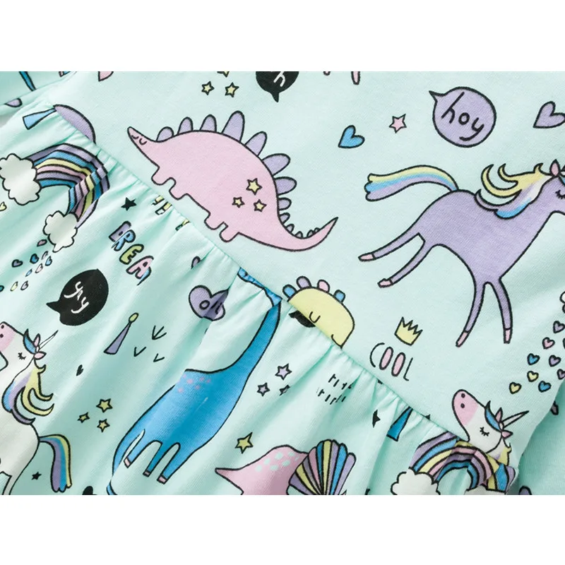 New Baby Girl Fall Dress Cartoon Printed Dreamland Animal Autumn Cotton Kids Casual Clothes Children Clothing(2-7 Yrs) | Детская одежда