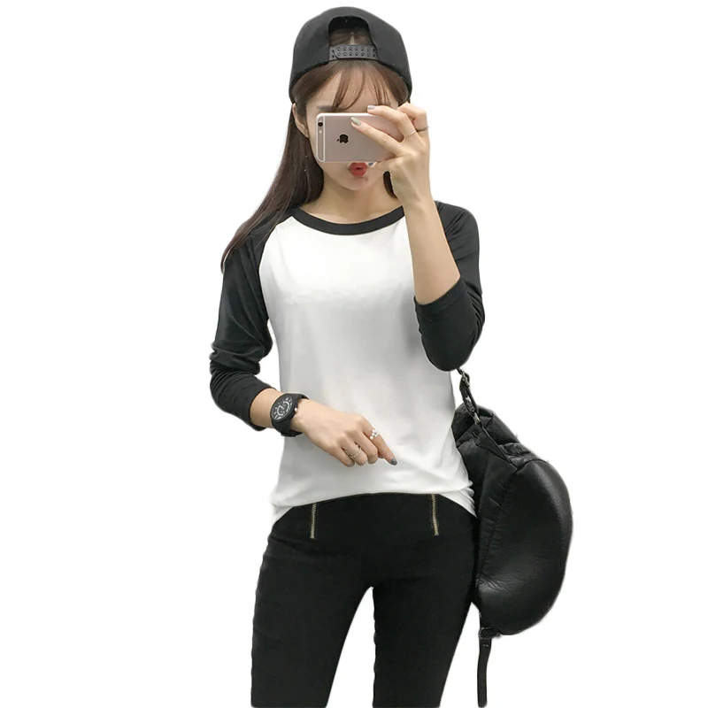 Черные и белые женские футболки 2020 летняя Корейская одежда для женщин с длинным