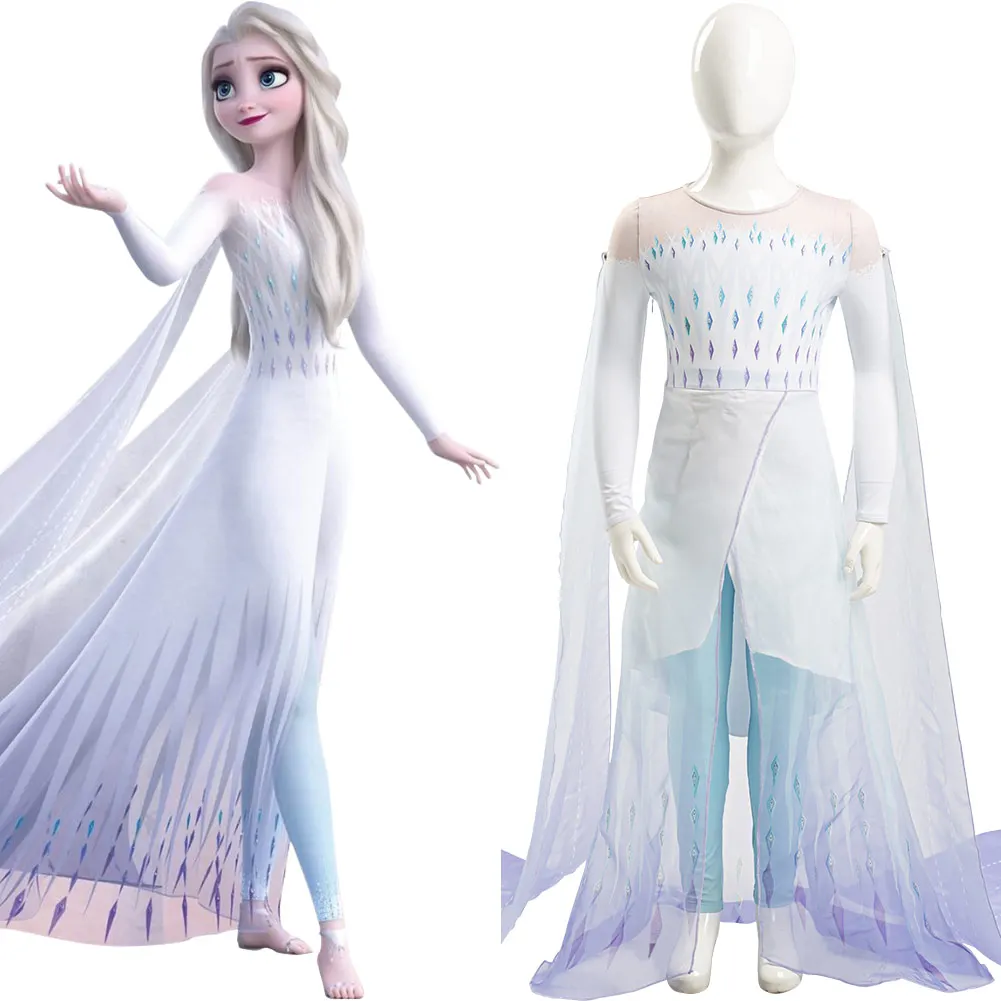 

Children Kids Snow Ice Flake Costume Ahtohallan Cosplay Dress Elsa Gown Frozen 2