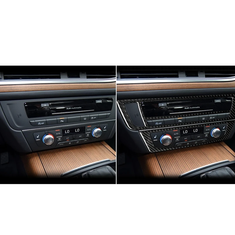 Carbon Fiber Interior Air Conditioning CD Panel for Audi A6 A7 12-18 Cup Holder Frame Cover Trim | Автомобили и мотоциклы
