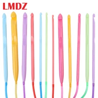lmdz 12pcsset absplastic hose crochet mixed colorful 3 5 12mm crochet for weave knitting needles tool for weave diy crafts