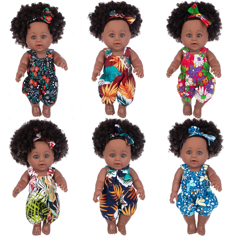 

12inch 30cm Multi Style African Black Baby Doll Limbs Movable Black Skin Baby Doll Toy