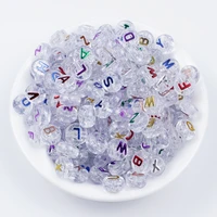 50pcs transparent mixed letter acrylic beads with color letters flat round alphabet loose beads for jewelry making diy bracelet