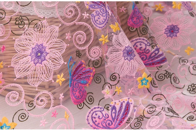 NEW color 3D pink butterfly flowers mesh hollow Water soluble lace embroidery yarn fabric or wedding dress DIY 1order=0.5meter | Дом и сад