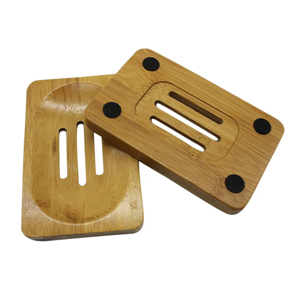 

2020 2Pcs Excellent Natural Bamboo Soap Dish Storage Holder Bath Shower Bathroom Container For Bath Shower Plate X6X0598