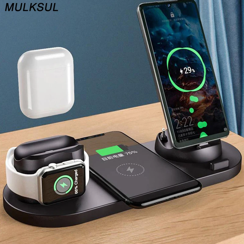 Беспроводное зарядное устройство 10 Вт для iPhone 12 Pro Max 11 Xs 8 Plus Apple Watch зарядная