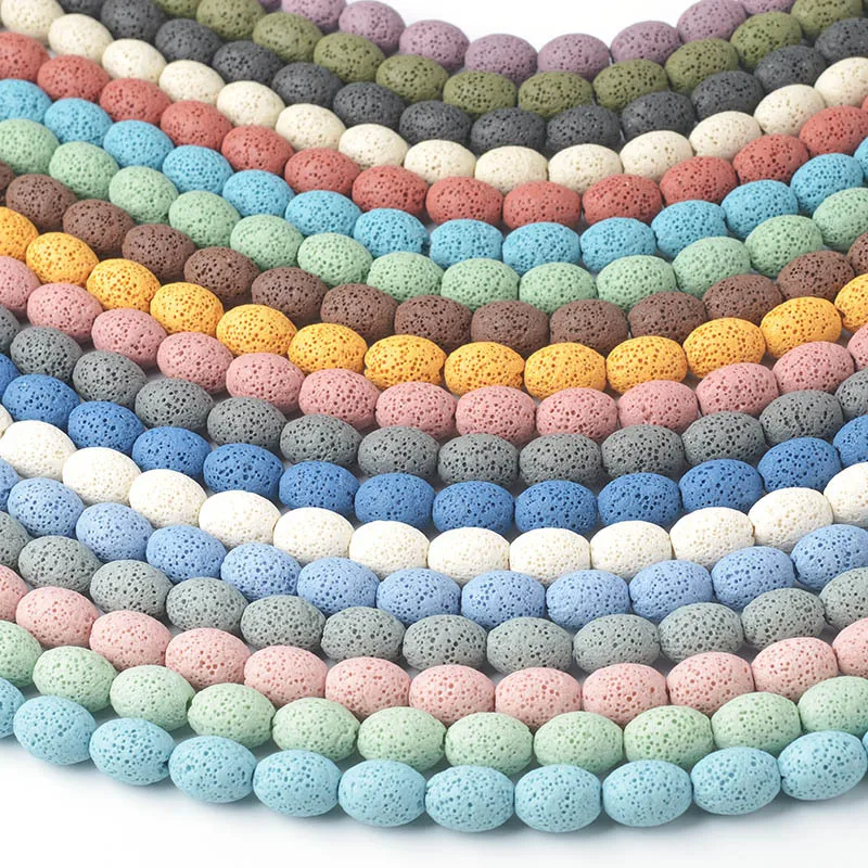 

12*8mm Colorful Lava Stone Beads for DIY Essential Oil Diffuser Bracelet Necklace Earrings jewelry Making