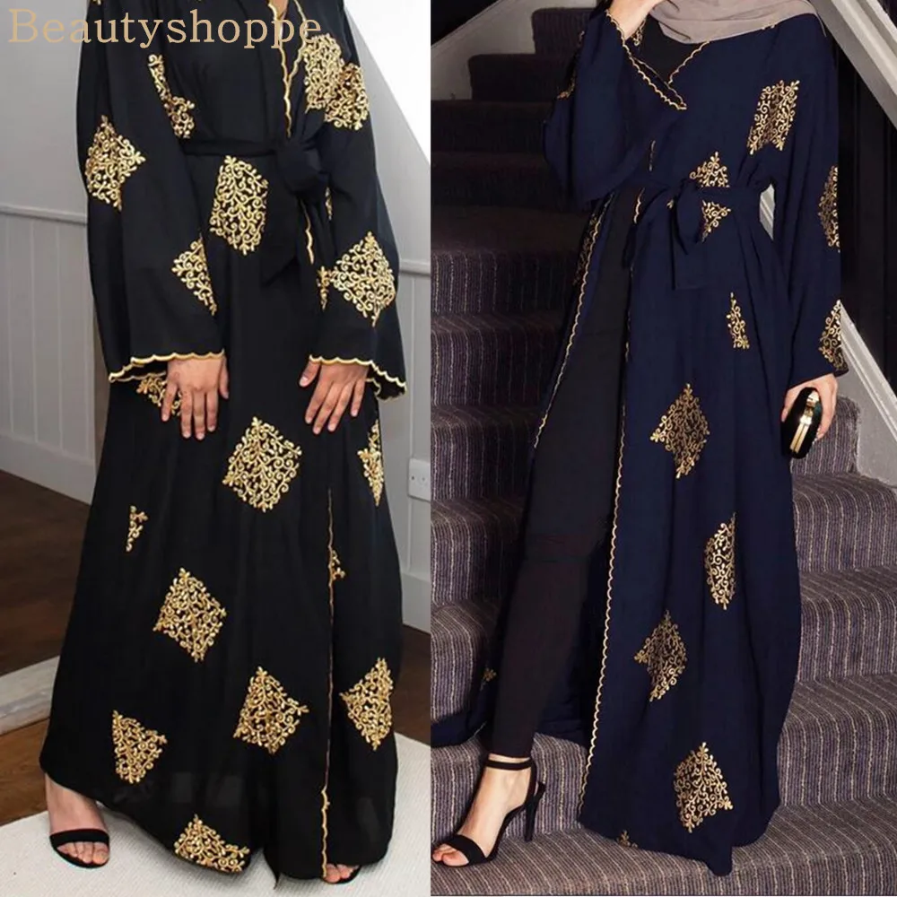 Женское мусульманское Макси платье из Дубая кардиган с вышивкой кимоно Абайи для