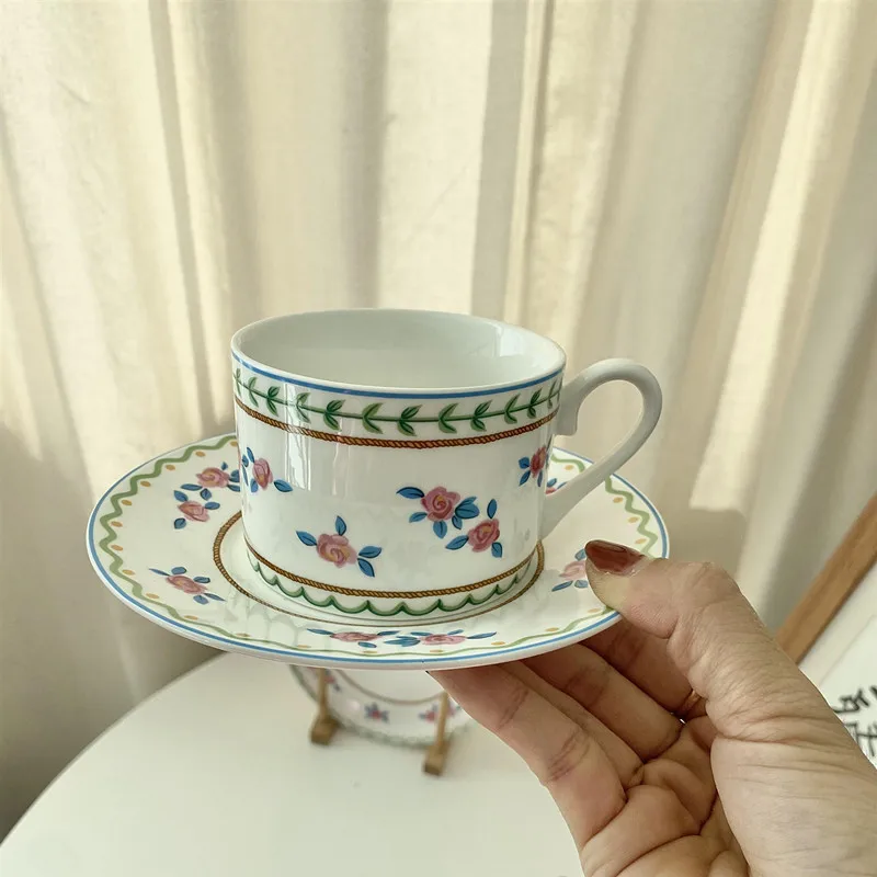 

Korean ceramic coffee cup dish retro lovely girl heart small fresh afternoon tea cup mug water cup