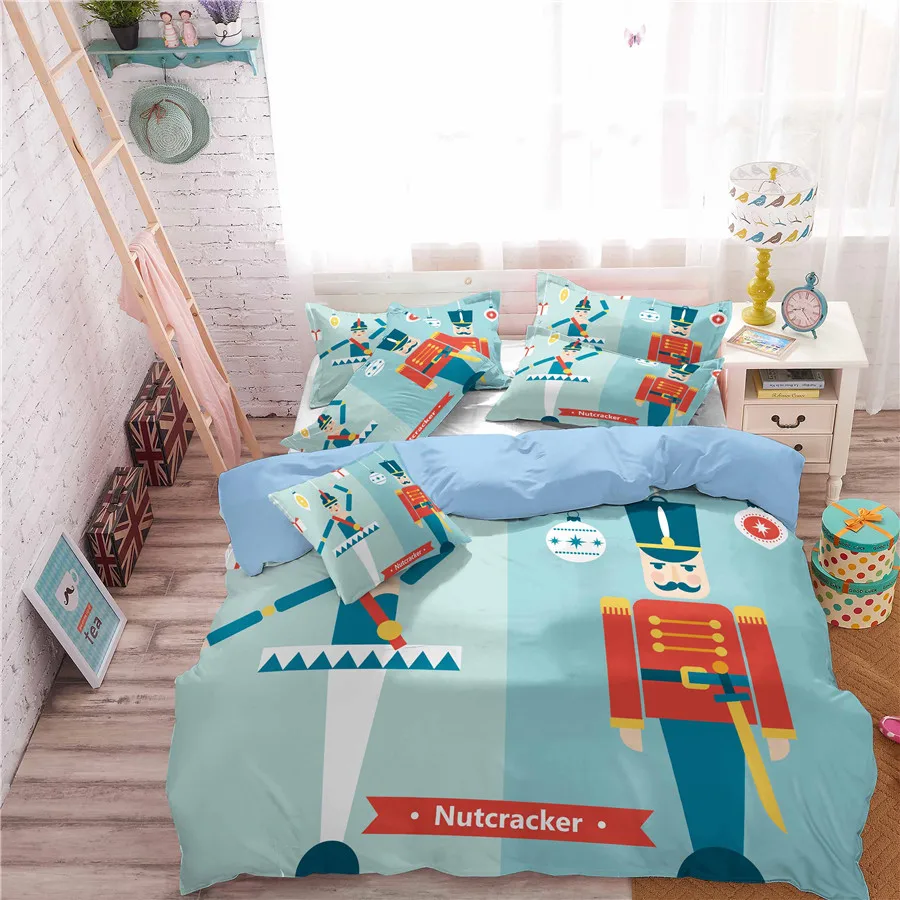HELENGILI 3D Постельное белье Щелкунчик печати пододеяльник набор Bedcloth с Наволочка на