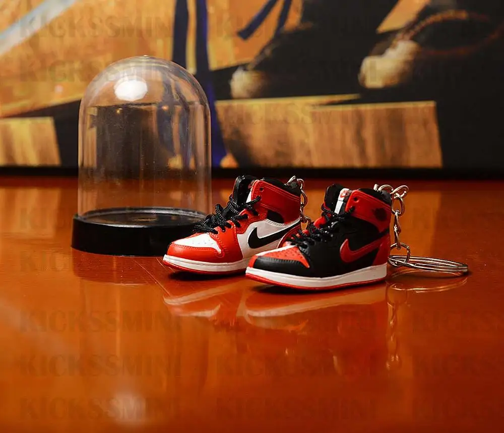 a pair w metal ring Дропшиппинг aj1 Chicago «не для перепродажи Красный» брелок в виде кроссовка Air Jordan 1 3D мини-кроссовки, запатентованный спортивный обувной брелок с кроссовком - Цвет: a pair w metal ring