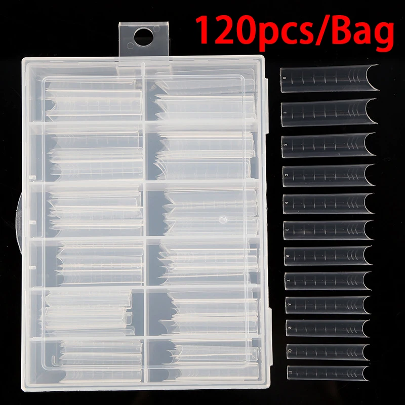 

120pcs False Nails Lengthening Transparent U-shaped Extension with Scale Natural Transparent Color Acrylic DIY Manicure Tools