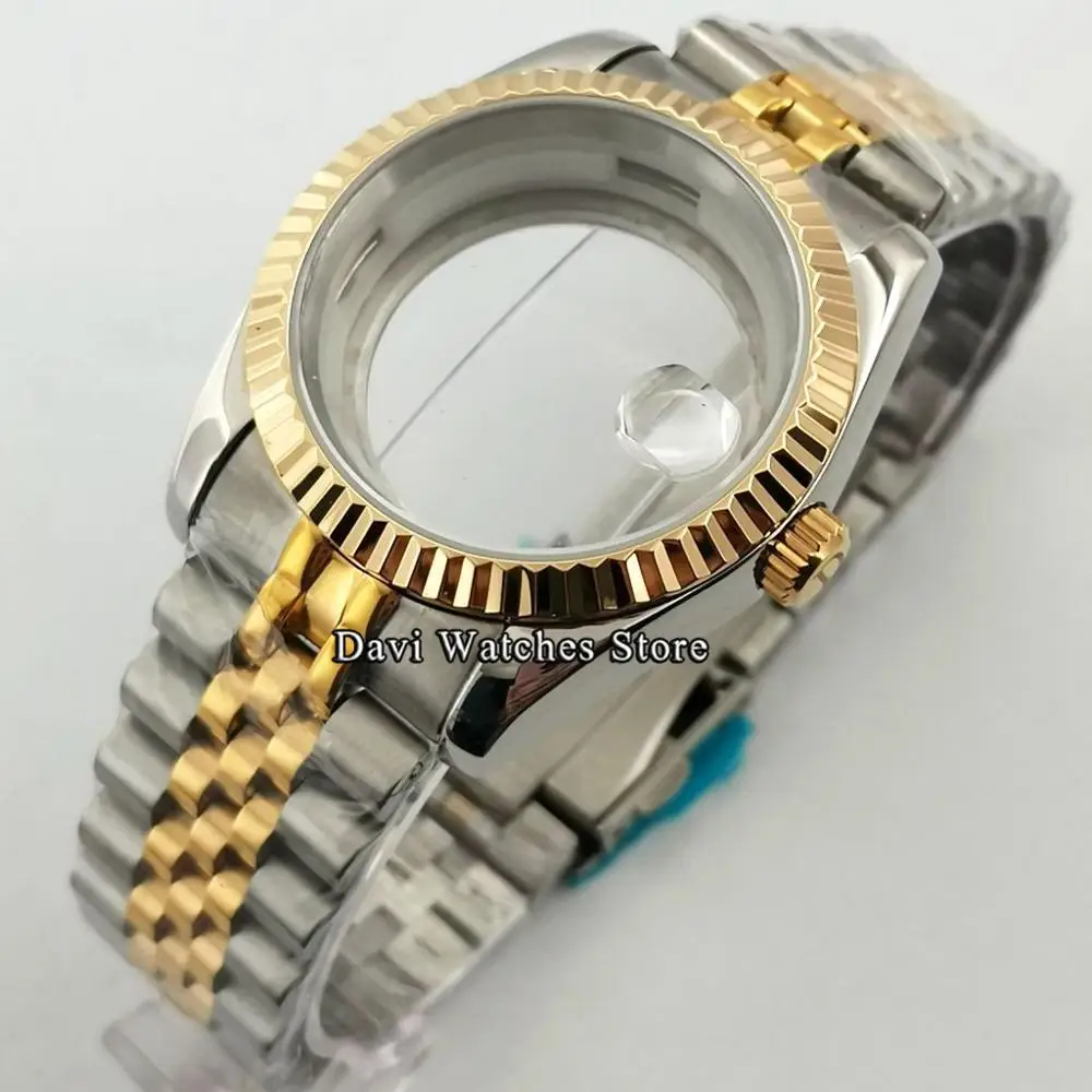 Чехол для часов с золотым покрытием 36 мм водонепроницаемый браслет сапфировым