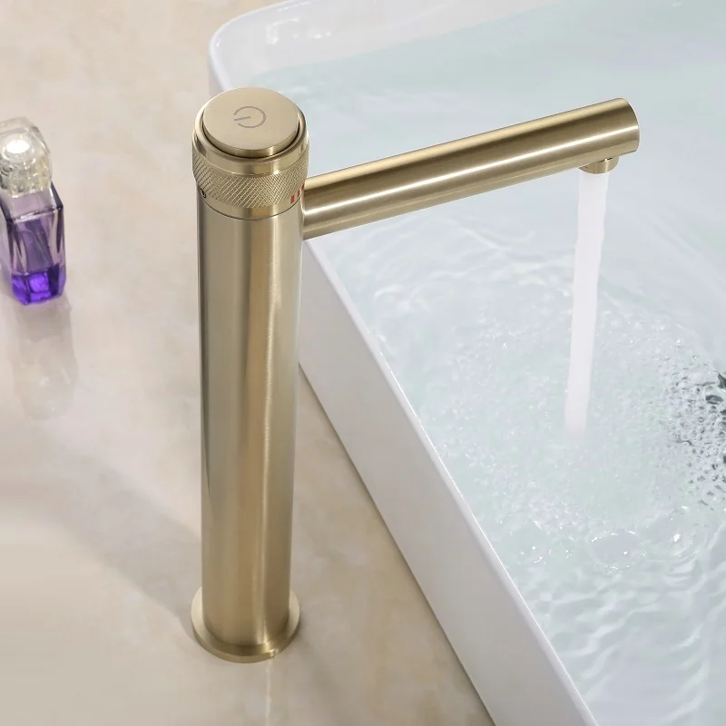 Tall Basin Faucet Brushed Gold/Chrome/Black Solid Brass Hot &amp Cold Single Handle Deck Mounted Bathroom Sink Mixer Tap ML332 |