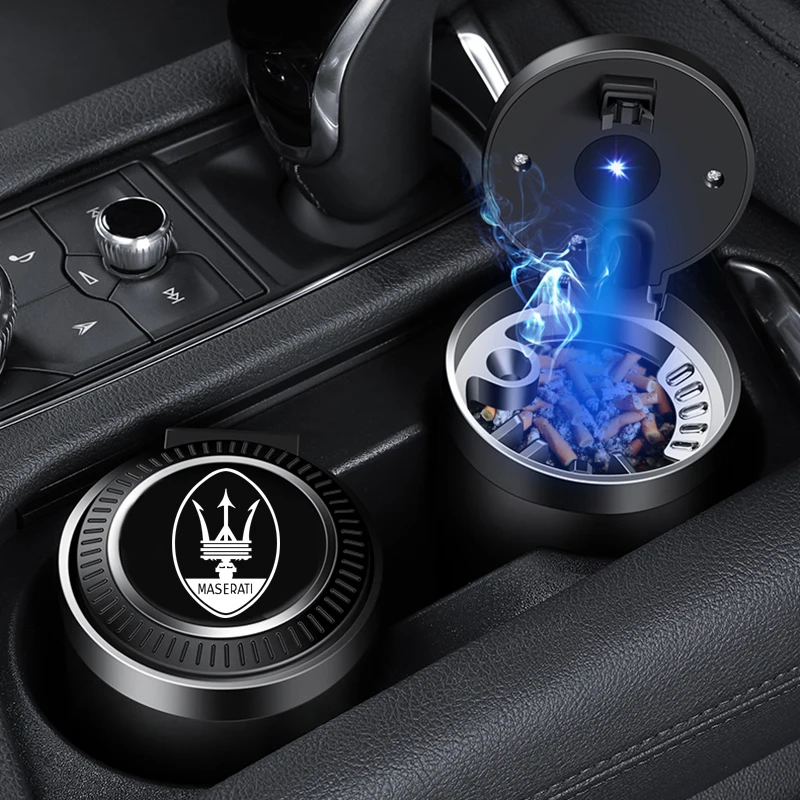 

Car Ashtray With LED Light For Maserati Granturismo Quattroporte GTS Ghibli Levante Logo Smoking Cigarette Ashtray Accessories