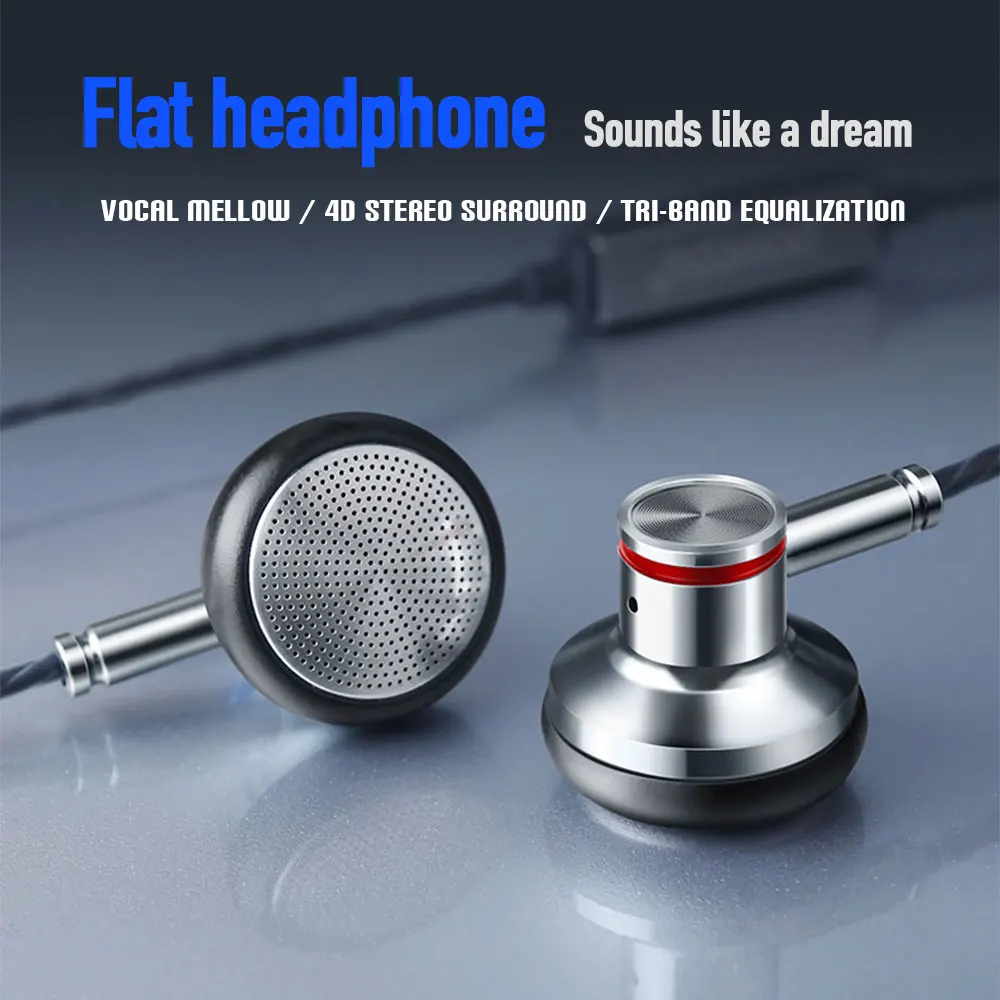 Наушники вкладыши Platinum Code A6 с пшеничным проводом проводные Hi Fi наушники плоской