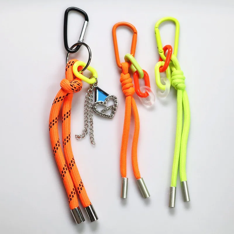 

50P Fluorescent Color Multi Function Mobile Phone Lanyard Strap For Trousers braided rope ornaments Backpack Cute Short Straps