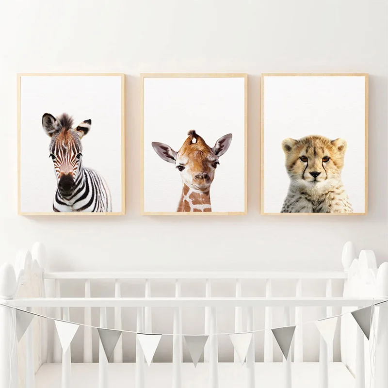 Baby Animal Zebra Lion Elephant Canvas Poster Nursery Wall Art Print Minimalist Painting Nordic Kid Bedroom Decoration Picture | Дом и сад