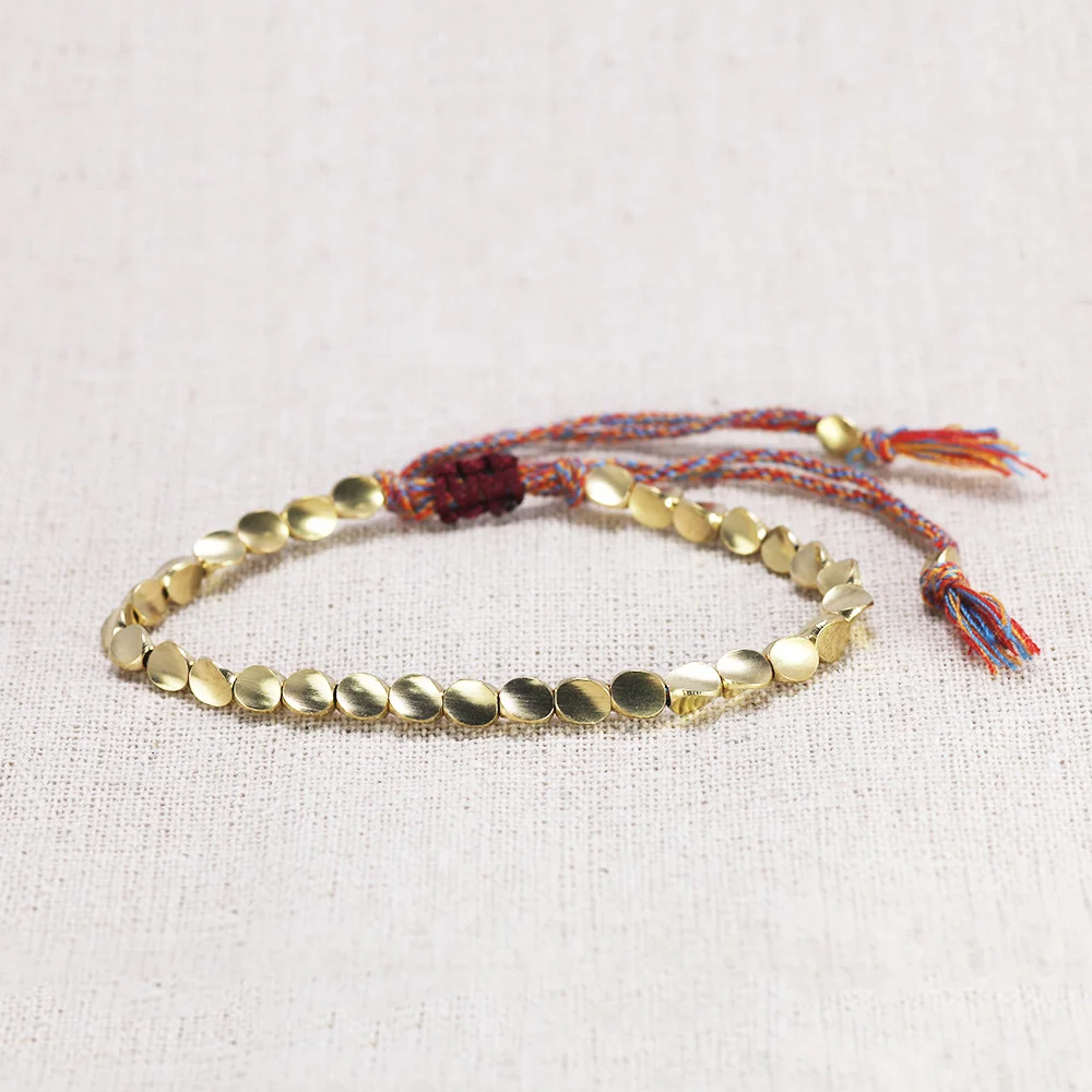 Тибетские медные бусины ручной работы счастливая веревка браслет и браслеты