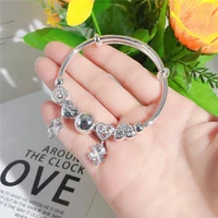 new fashion jewelry999sterling silver ladies push pull bracelet for girlfriend and wife valentines day engagement birthday gift