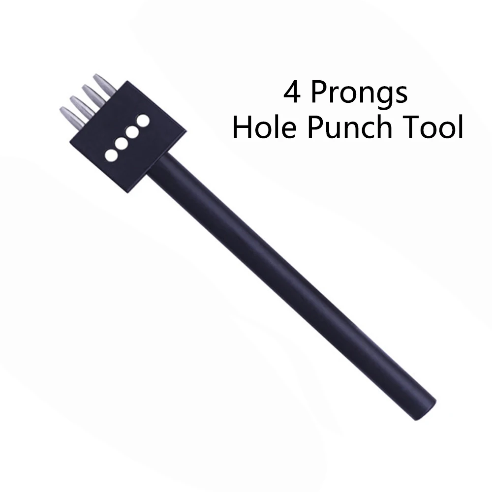 

LMDZ 1Pcs Black 4 Prongs 4mm Hole Punch Tool,Polished, Smooth and Durable Handle for Your Leather DIY Tool and Handmade Craft