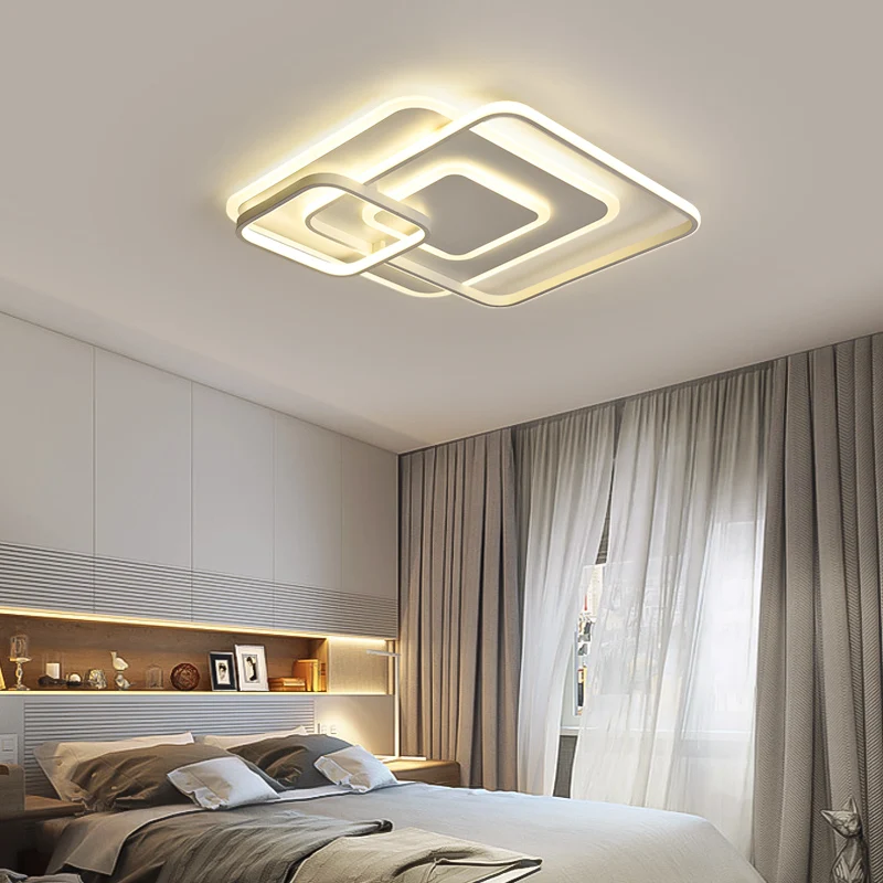 LICAN современные светодиодные потолочные лампы для спальни гостиной квадратной