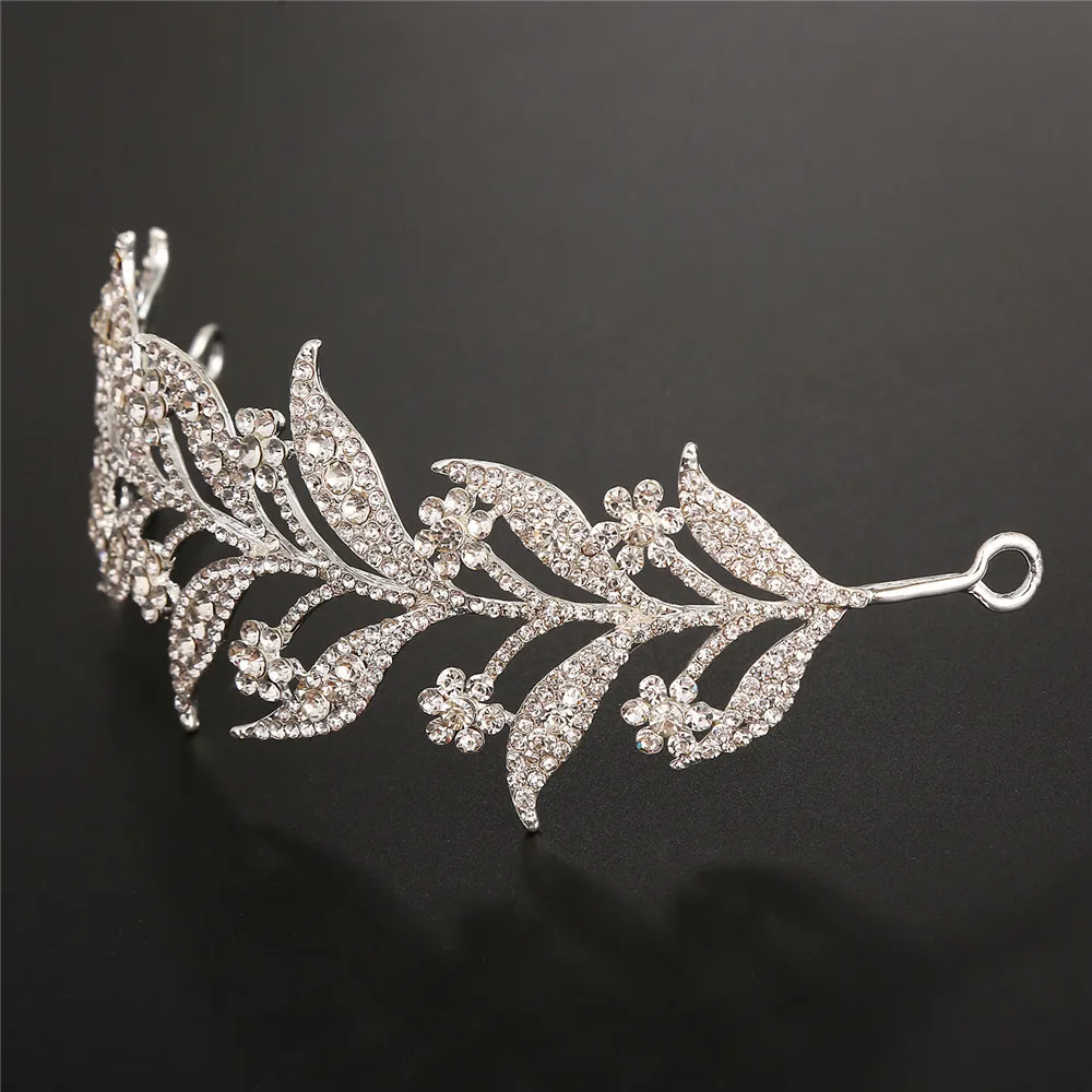 Женские свадебные тиары белые стразы с кристаллами золотистого/серебристого