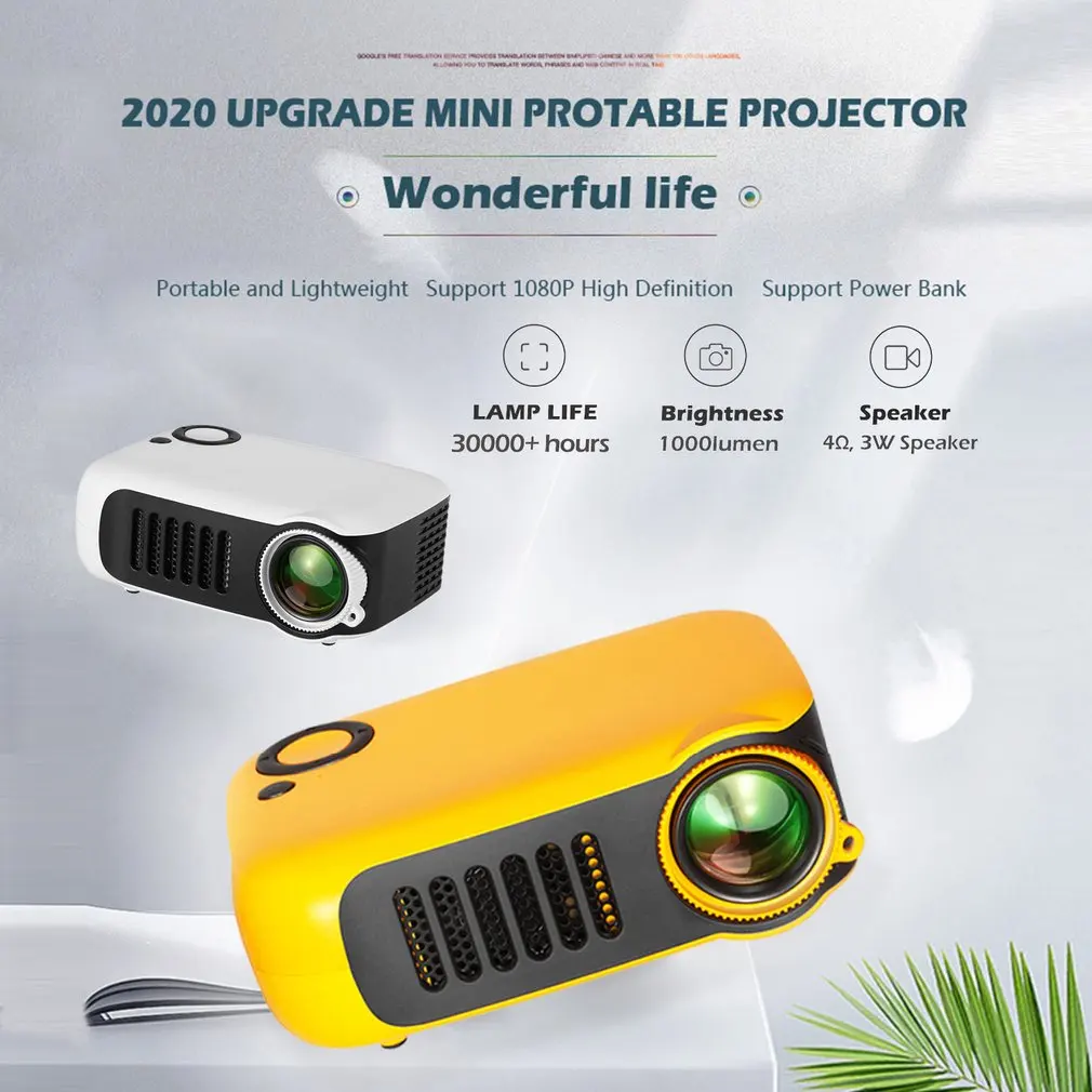 A2000 портативный мини светодиодный проектор с USB VGA HDMI AV мультимедия для Вечерние