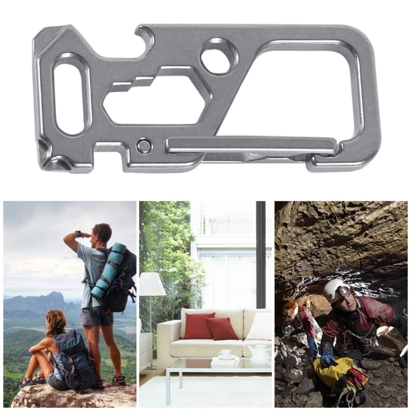 

G5AB Backpack Tool Multitool Titanium Carabiner Keychain Multitool Emergency Survival Bottle Opener Flat Cross Screwdriver