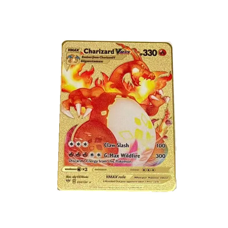 Juego de cartas de Pok&eacute;mon, set de 10 unids/set, versi&oacute;n en ingl&eacute;s, Pikachu, Charizard, VMAX, juego de cartas de oro, Anime, carta de batalla, Colecci&oacute;n comercial, modelo de juguete-3