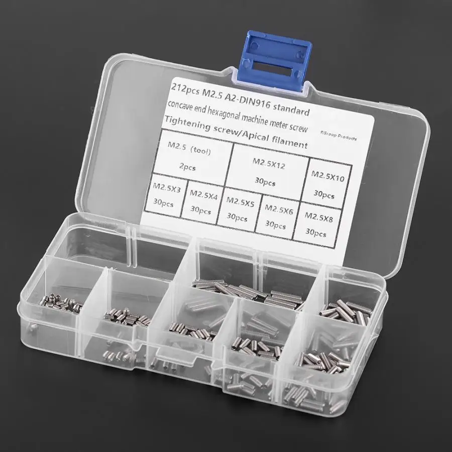 212 шт. установочные винты из нержавеющей стали M2 5 Стыковая Внутренняя