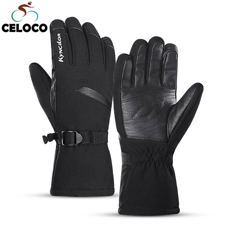 Утолщенные лыжные перчатки из ПУ кожи для спорта на открытом воздухе