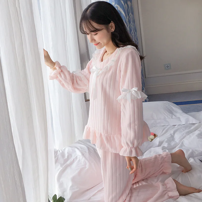 JRMISSLI Дворцовая стильная Пижама зимний удобный фланелевый пижамный комплект с