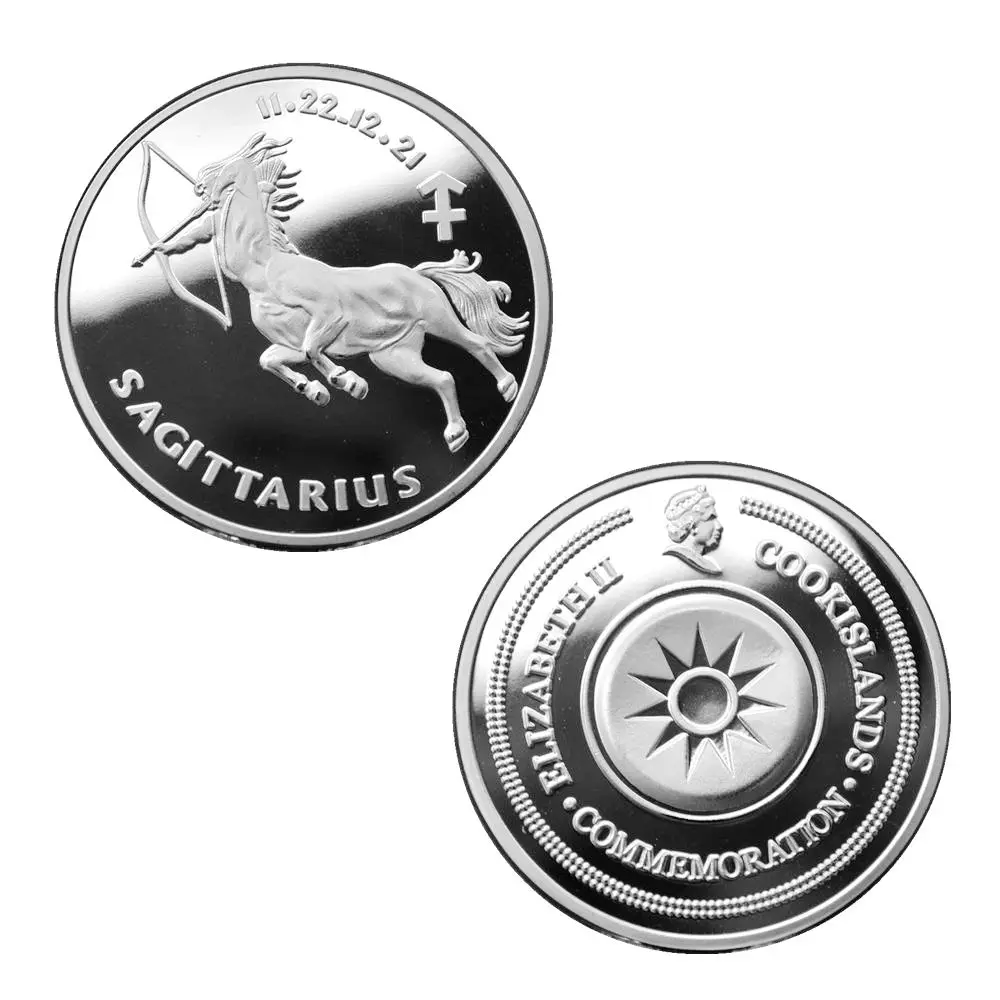Новинка 11 22-12 21 12 созвездий Стрелец Посеребренная монета Элизабет памятные