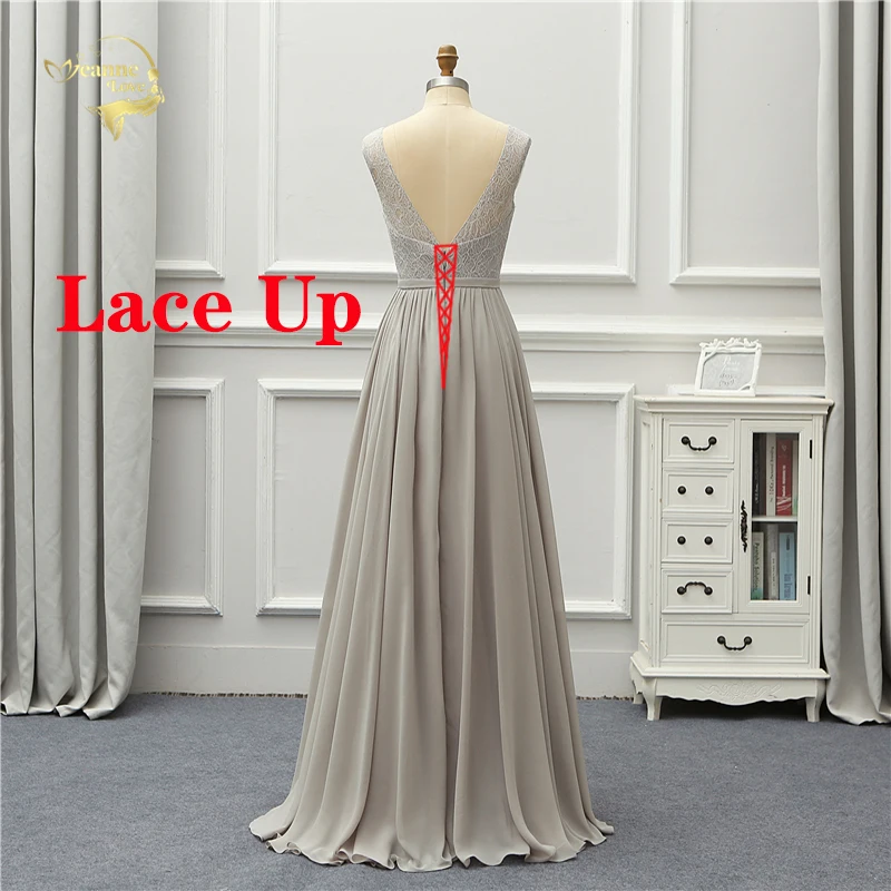 Женское шифоновое вечернее платье с кружевом V образным вырезом|Вечерние платья|