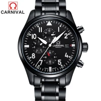 carnival luxury brand black polite fashion watch man luminous automatic military mechanical wristwatches clock relogio masculino