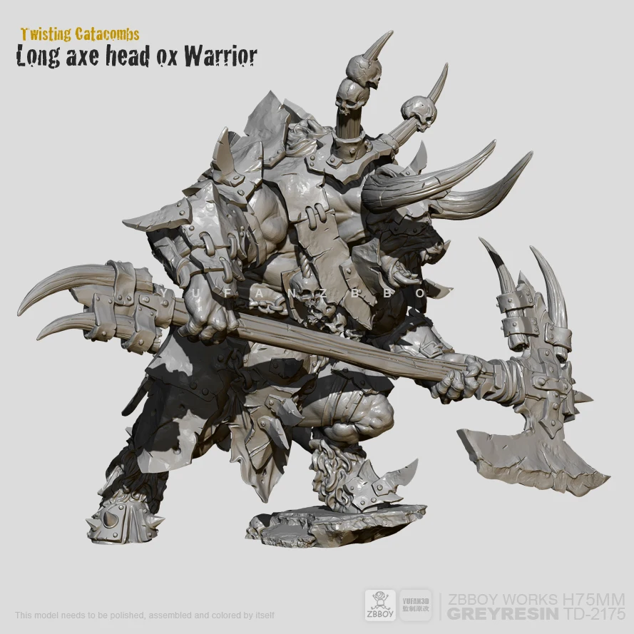 

75mm Resin Figure Kits Minotaur General Axe Model Self-assembled TD-2175