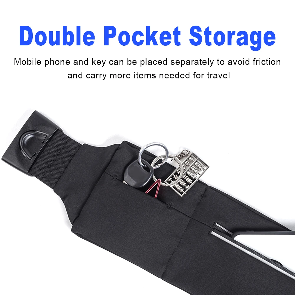 

Adjustable Size Reflective Zipper Sports Waist Bag Running Yoga Bottom Breathable Mesh Sports Belt Bag 40P